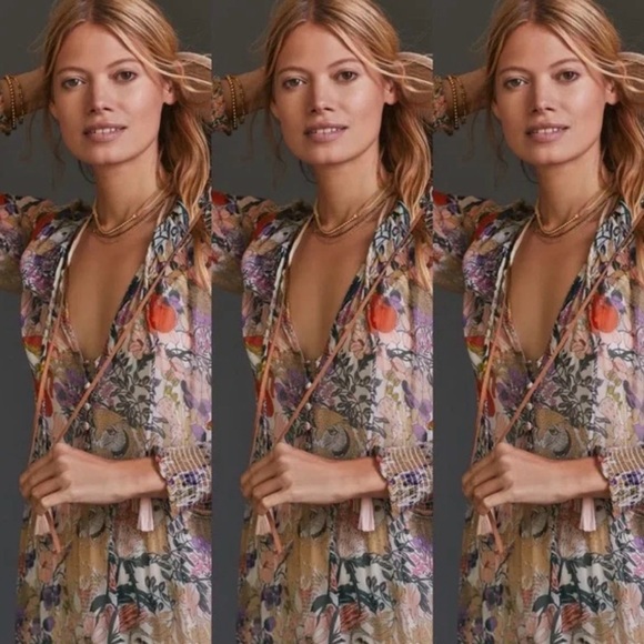 Anthropologie Marais Tiered Floral Chiffon in Owl Print size Small - Picture 6 of 16